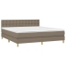 Cama box spring con colchón LED tela gris taupe 160x200 cm