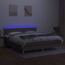 Cama box spring con colchón LED tela gris taupe 160x200 cm