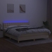 Cama box spring con colchón y LED tela crema 160x200 cm