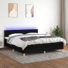 vidaXL Cama box spring con colchón LED tela negro 180x200 cm