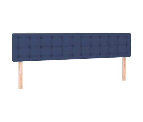 Cama box spring con colchón y LED tela azul 180x200 cm