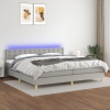 Cama box spring con colchón tela y LED gris claro 200x200 cm