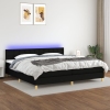 Cama box spring con colchón LED tela negro 200x200 cm