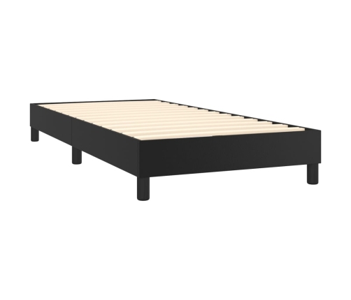 Cama box spring y colchón LED cuero sintético negro 80x200 cm