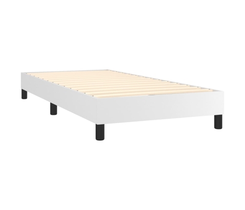 Cama box spring y colchón LED cuero sintético blanco 80x200 cm