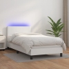 Cama box spring y colchón LED cuero sintético blanco 80x200 cm