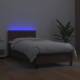 Cama box spring y colchón LED cuero sintético marrón 80x200 cm