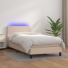 Cama box spring colchón LED cuero sintético capuchino 80x200 cm