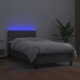 Cama box spring y colchón LED cuero sintético gris 90x190 cm