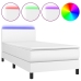 Cama box spring y colchón LED cuero sintético blanco 90x200 cm