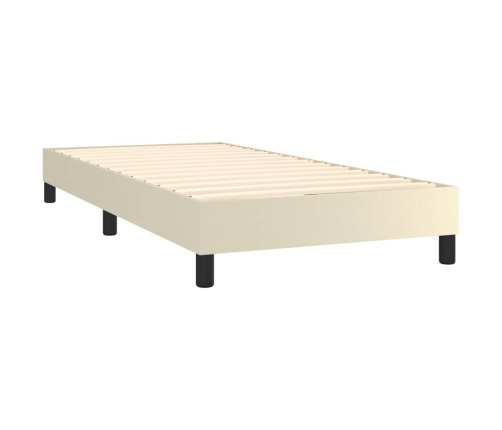 Cama box spring colchón y LED cuero sintético crema 100x200 cm