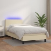 Cama box spring colchón y LED cuero sintético crema 100x200 cm