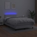 Cama box spring colchón y LED cuero sintético blanco 120x200 cm