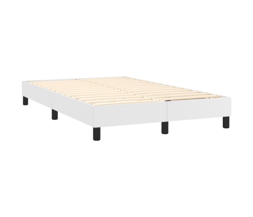 Cama box spring colchón y LED cuero sintético blanco 120x200 cm