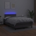 Cama box spring colchón y LED cuero sintético gris 120x200 cm