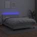 Cama box spring colchón y LED cuero sintético blanco 140x190 cm