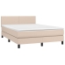 Cama box spring colchón LED cuero sintético capuchino 140x190cm