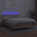 Cama box spring colchón LED cuero sintético capuchino 140x190cm