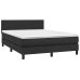 Cama box spring colchón y LED cuero sintético negro 140x200 cm