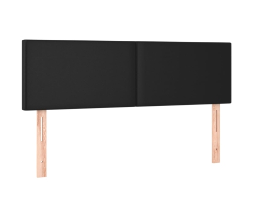 Cama box spring colchón y LED cuero sintético negro 140x200 cm