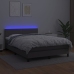 Cama box spring colchón y LED cuero sintético gris 140x200 cm