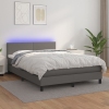 Cama box spring colchón y LED cuero sintético gris 140x200 cm