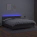 Cama box spring colchón y LED cuero sintético gris 160x200 cm