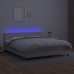 Cama box spring colchón y LED cuero sintético blanco 180x200 cm