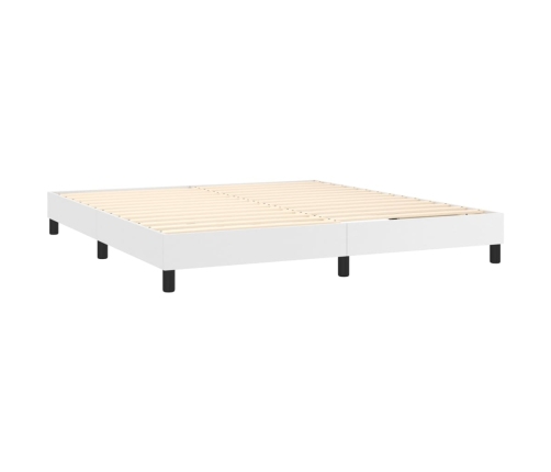 Cama box spring colchón y LED cuero sintético blanco 180x200 cm