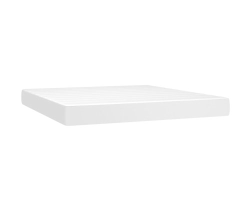 Cama box spring colchón y LED cuero sintético blanco 180x200 cm