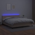 Cama box spring colchón LED cuero sintético capuchino 180x200cm