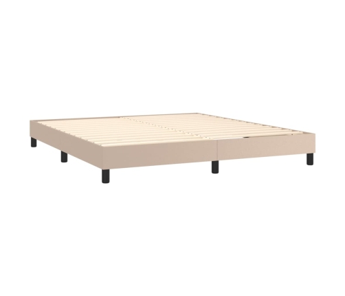 Cama box spring colchón LED cuero sintético capuchino 180x200cm