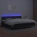 Cama box spring colchón y LED cuero sintético negro 200x200 cm