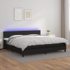 Cama box spring colchón y LED cuero sintético negro 200x200 cm