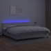 Cama box spring colchón y LED cuero sintético blanco 200x200 cm