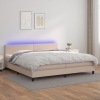 Cama box spring colchón LED cuero sintético capuchino 200x200cm