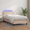 Cama box spring colchón LED cuero sintético capuchino 80x200 cm