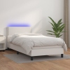 Cama box spring y colchón LED cuero sintético blanco 90x190 cm