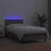 Cama box spring y colchón LED cuero sintético gris 90x190 cm