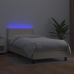 Cama box spring y colchón LED cuero sintético crema 90x200 cm