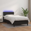 Cama box spring colchón y LED cuero sintético negro 100x200 cm