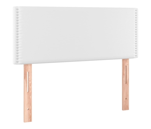 Cama box spring colchón y LED cuero sintético blanco 100x200 cm