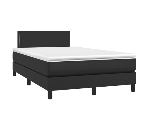 Cama box spring colchón y LED cuero sintético negro 120x200 cm