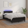 Cama box spring colchón y LED cuero sintético negro 120x200 cm