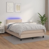 Cama box spring colchón LED cuero sintético capuchino 120x200cm