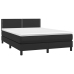 Cama box spring colchón y LED cuero sintético negro 140x190 cm