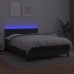 Cama box spring colchón y LED cuero sintético negro 140x190 cm