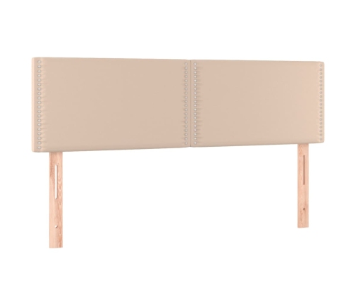 Cama box spring colchón LED cuero sintético capuchino 140x190cm