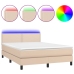 Cama box spring colchón LED cuero sintético capuchino 140x200cm