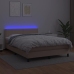 Cama box spring colchón LED cuero sintético capuchino 140x200cm
